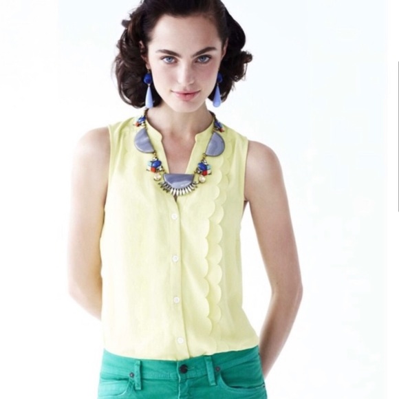 Anthropologie Tops - Anthropologie Meadow Rue Neon Scalloped Top